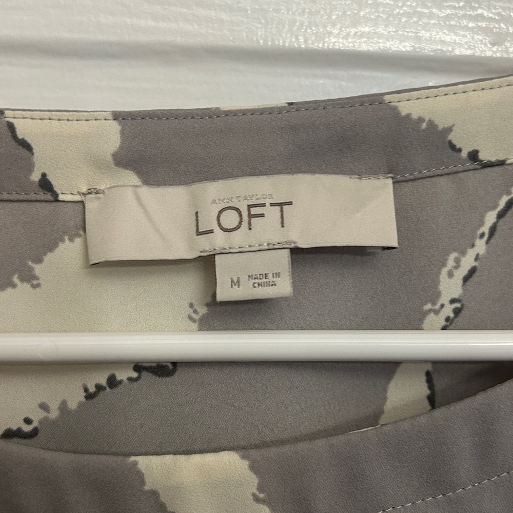 LOFT Zebra Print Blouse in Gray and Cream - Picture 2 of 4